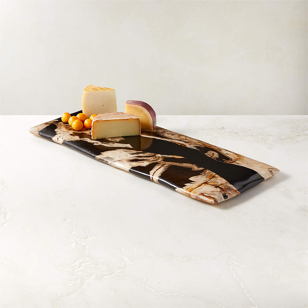 Ring Rectangular Petrified Wood and Resin Serving Platter + Reviews