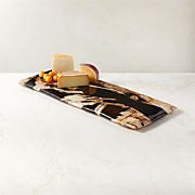 Ring Rectangular Petrified Wood and Resin Serving Platter