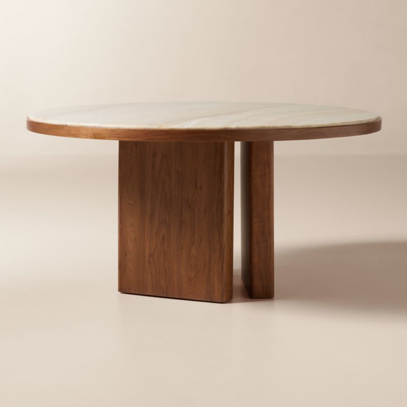 Rio 60" Onyx and Walnut Round Dining Table - image 1 of 7