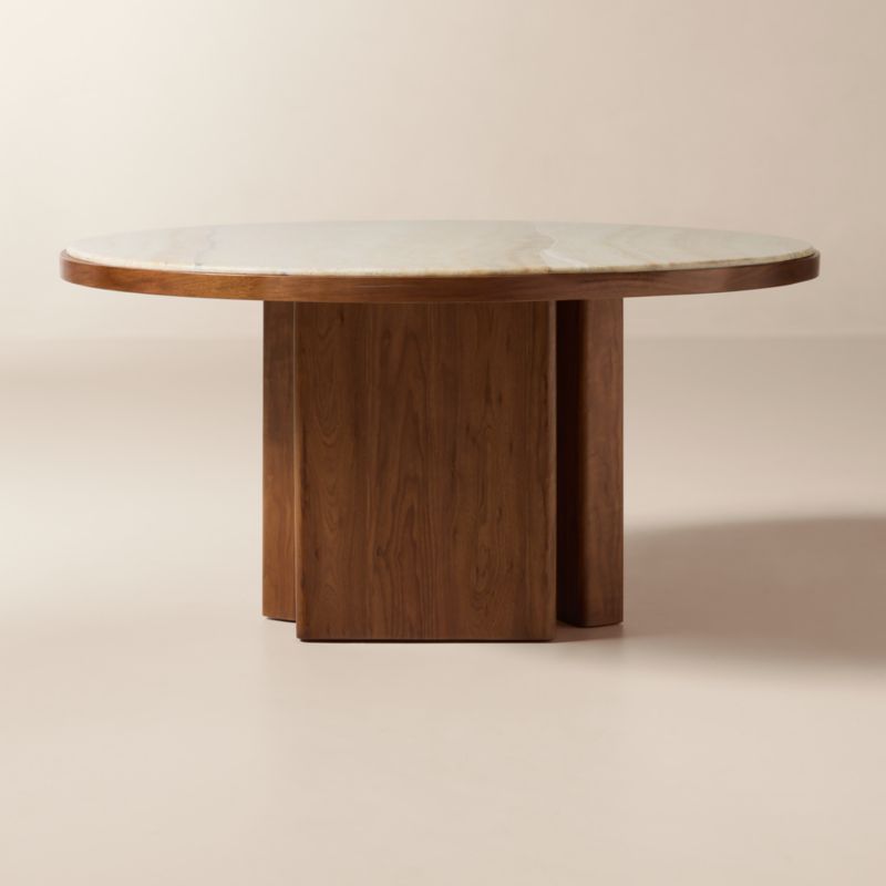 Rio 60" Onyx and Walnut Round Dining Table - image 2 of 7