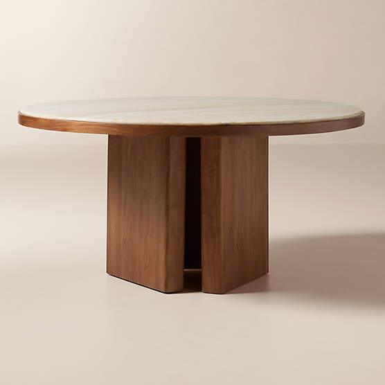 Rio 60" Onyx and Walnut Round Dining Table
