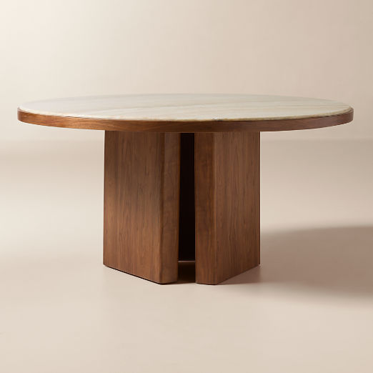 Rio 60" Onyx and Walnut Round Dining Table