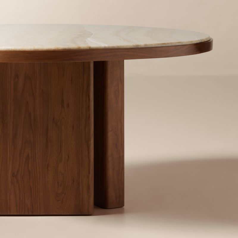 Rio 60" Onyx and Walnut Round Dining Table - image 3 of 7
