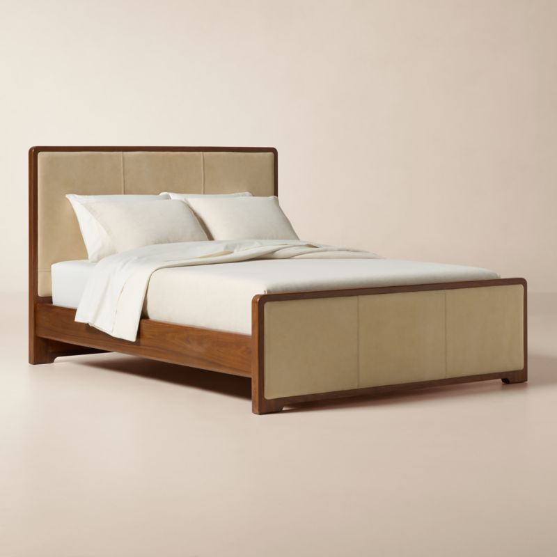 Rio Walnut and Leather Queen Bed - image 2 of 9