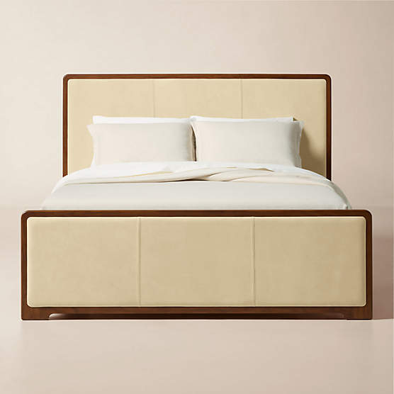 Rio Walnut and Leather Queen Bed
