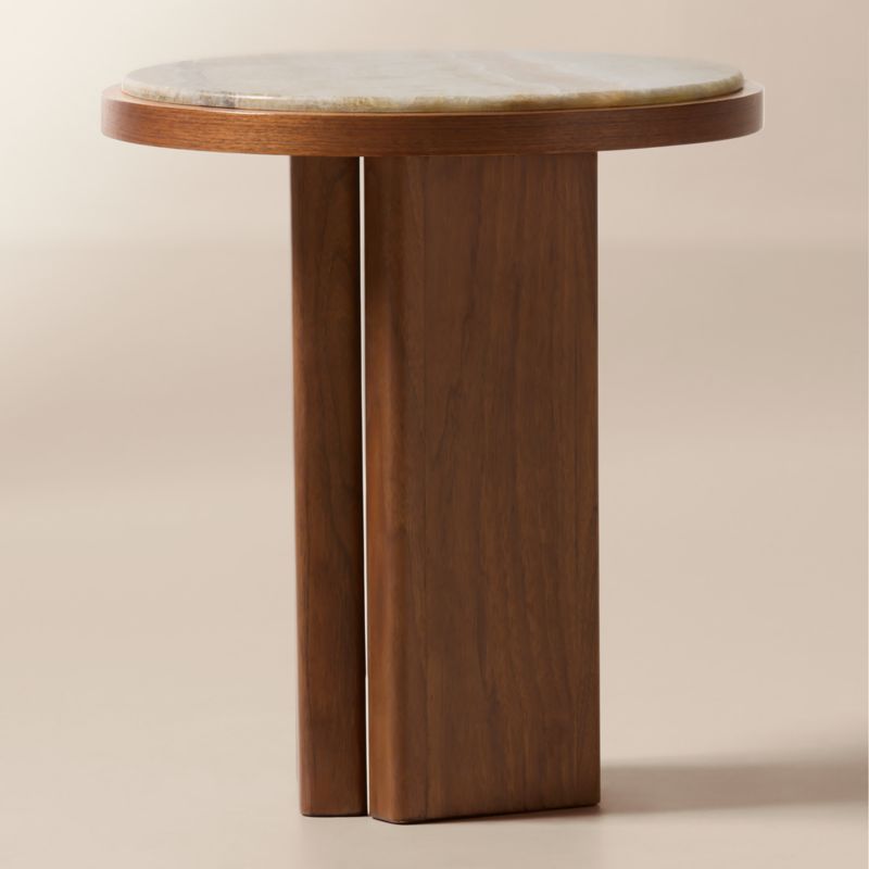 Rio 19" Onyx and Walnut Side Table - image 4 of 7