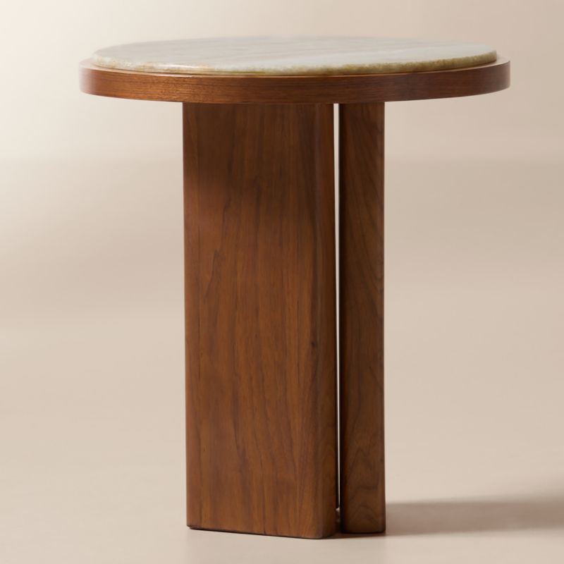 Rio 19" Onyx and Walnut Side Table - image 2 of 7