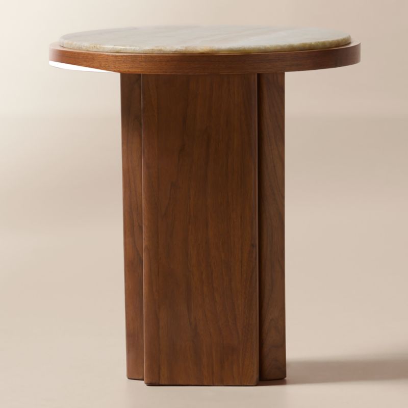 Rio 19" Onyx and Walnut Side Table - image 3 of 7