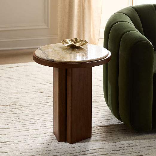 Rio 19" Onyx and Walnut Side Table