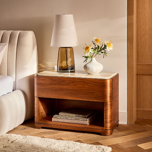 Rio 32" Onyx and Walnut Open Nightstand