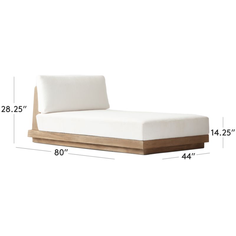 View Riposo Teak Wood Outdoor Chaise with Boucle Sunbrella ® Cushions - image 3 of 9