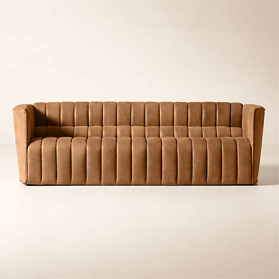 Ripple 89" Brown Leather Sofa by Steen Østergaard