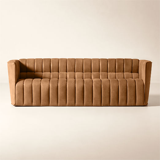 Ripple 89" Brown Leather Sofa by Steen Østergaard