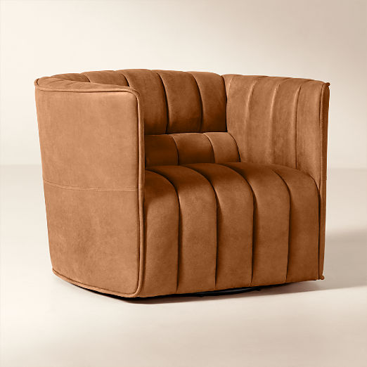 Ripple Brown Leather Swivel Chair by Steen Østergaard