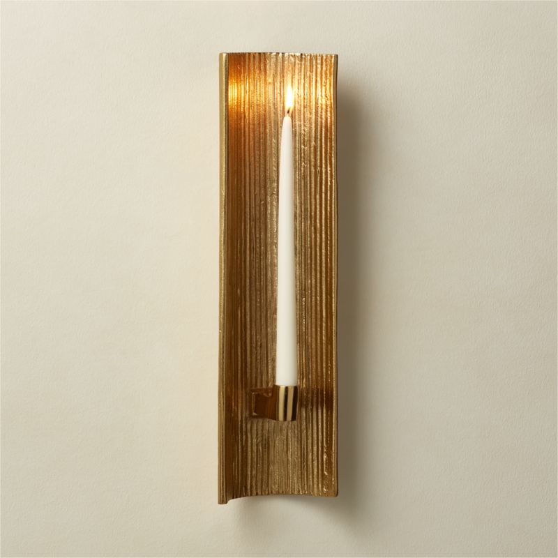 View Ripple Brass Wall Sconce Taper Candle Holder details