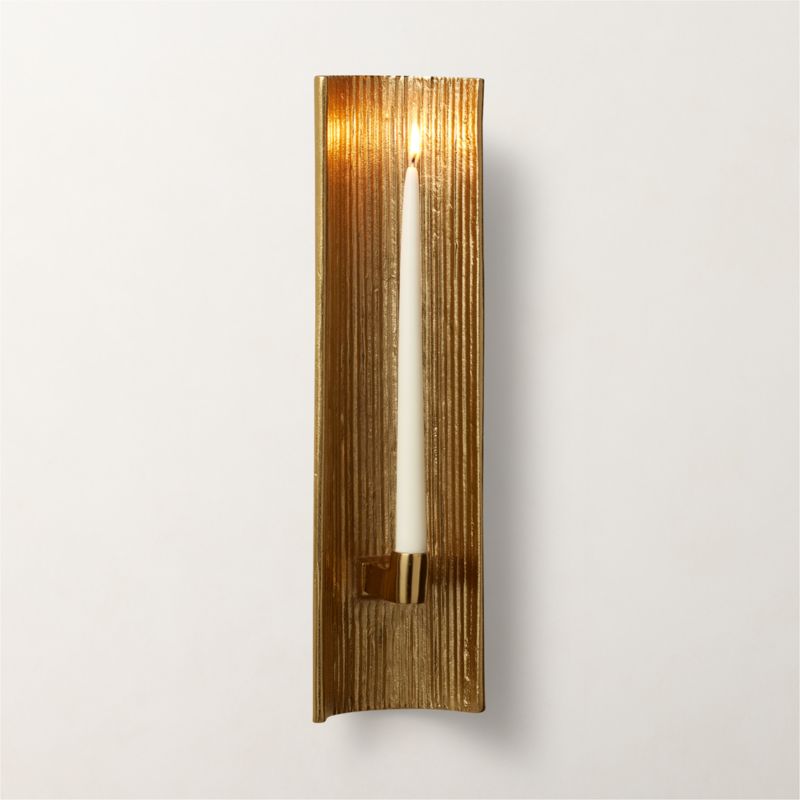 View Ripple Brass Wall Sconce Taper Candle Holder details