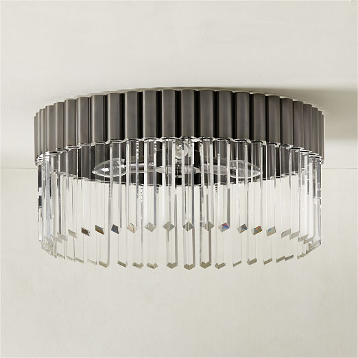 Risette Black Chrome and Crystal Flush Mount Light