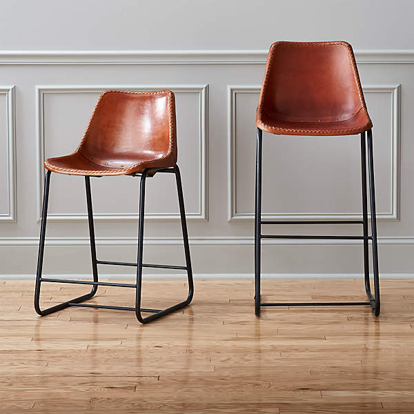 Roadhouse Saddle Leather Bar Stools Cb2, Leather Bar Chair