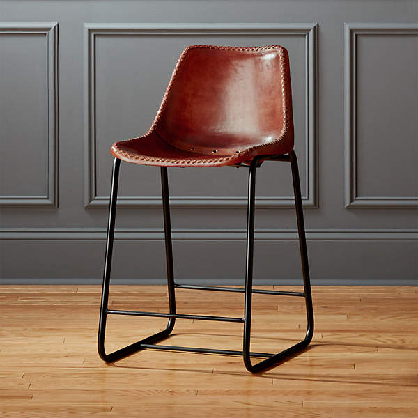 Roadhouse Saddle Leather Counter Stool, Bar Stools Brown Leather