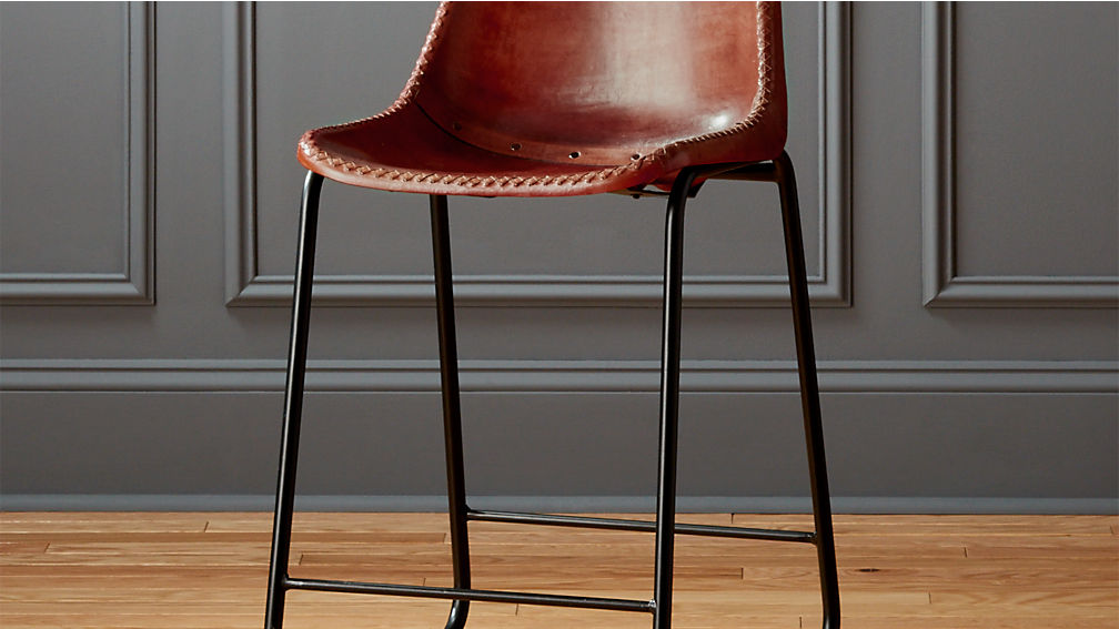 Roadhouse Leather Bar Stools Cb2