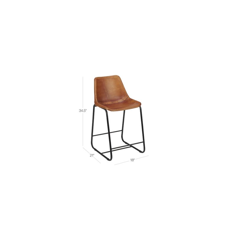 View Roadhouse Saddle Leather Counter Stool Set of 2 - image 2 of 8