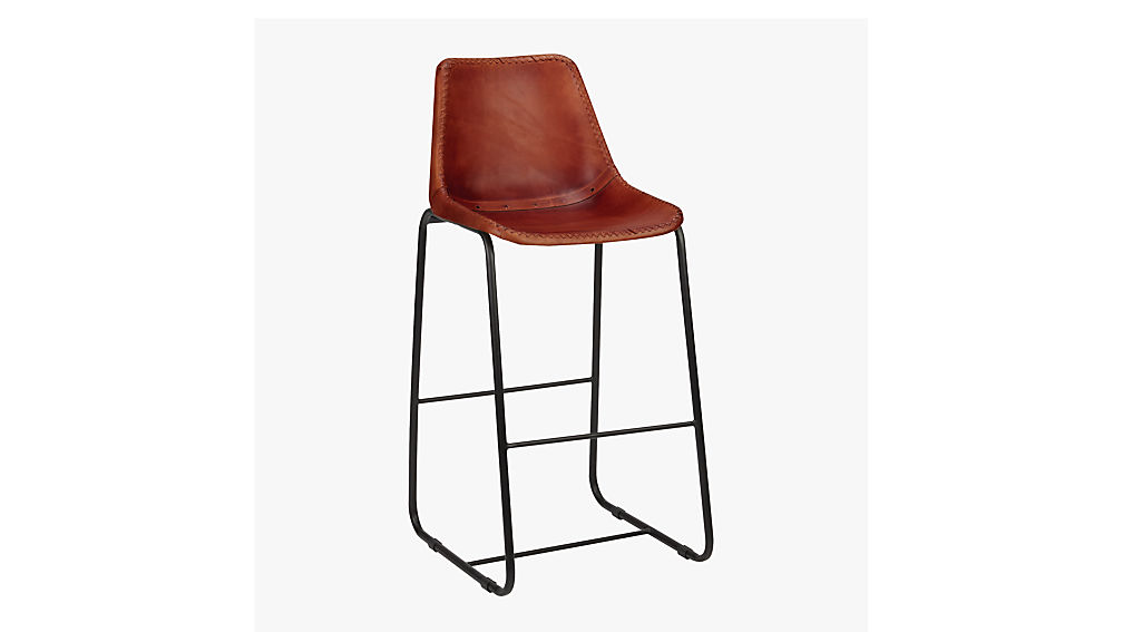 Roadhouse Leather Bar Stools Cb2