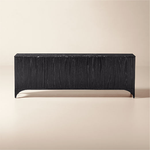 Roane 80" Black Oak Wood Media Console