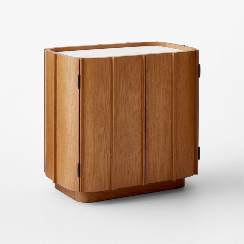 Robbie Light Oak Wood Nightstand with White Marble Top - image 5 of 10