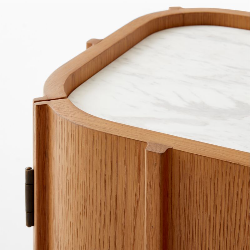 Robbie Light Oak Wood Nightstand with White Marble Top - image 9 of 10