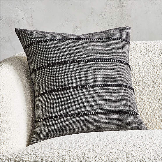 Lox Black Linen Modern Throw Pillow with DownAlternative Insert 23