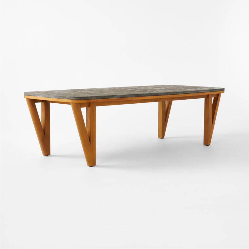 Roc 105" Bluestone and Teak Outdoor Dining Table - image 6 of 11