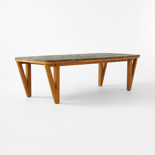 Roc 105" Bluestone and Teak Outdoor Dining Table