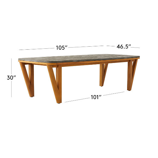 Roc 105" Bluestone and Teak Outdoor Dining Table