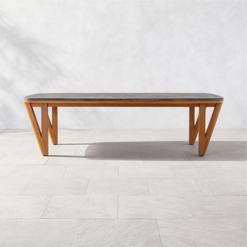 Roc 105" Bluestone and Teak Outdoor Dining Table - image 0 of 11