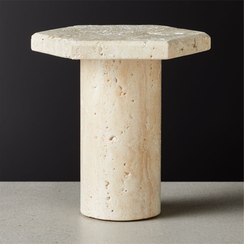 View Roca Travertine Pillar Candle Holder Large details
