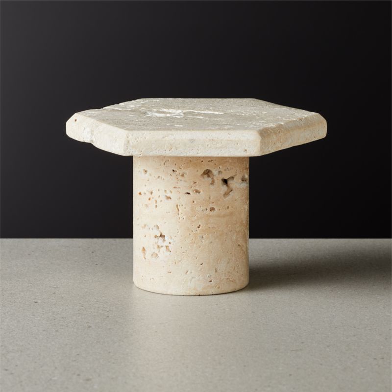View Roca Travertine Pillar Candle Holder Small details