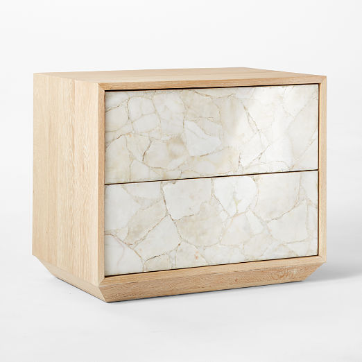 Rocca 2-Drawer Agate and White Oak Wood Nightstand