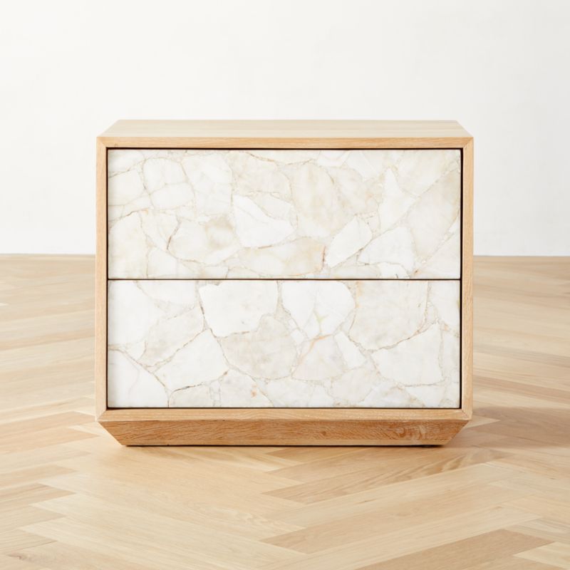 Rocca 2-Drawer Agate and White Oak Wood Nightstand - image 0 of 12