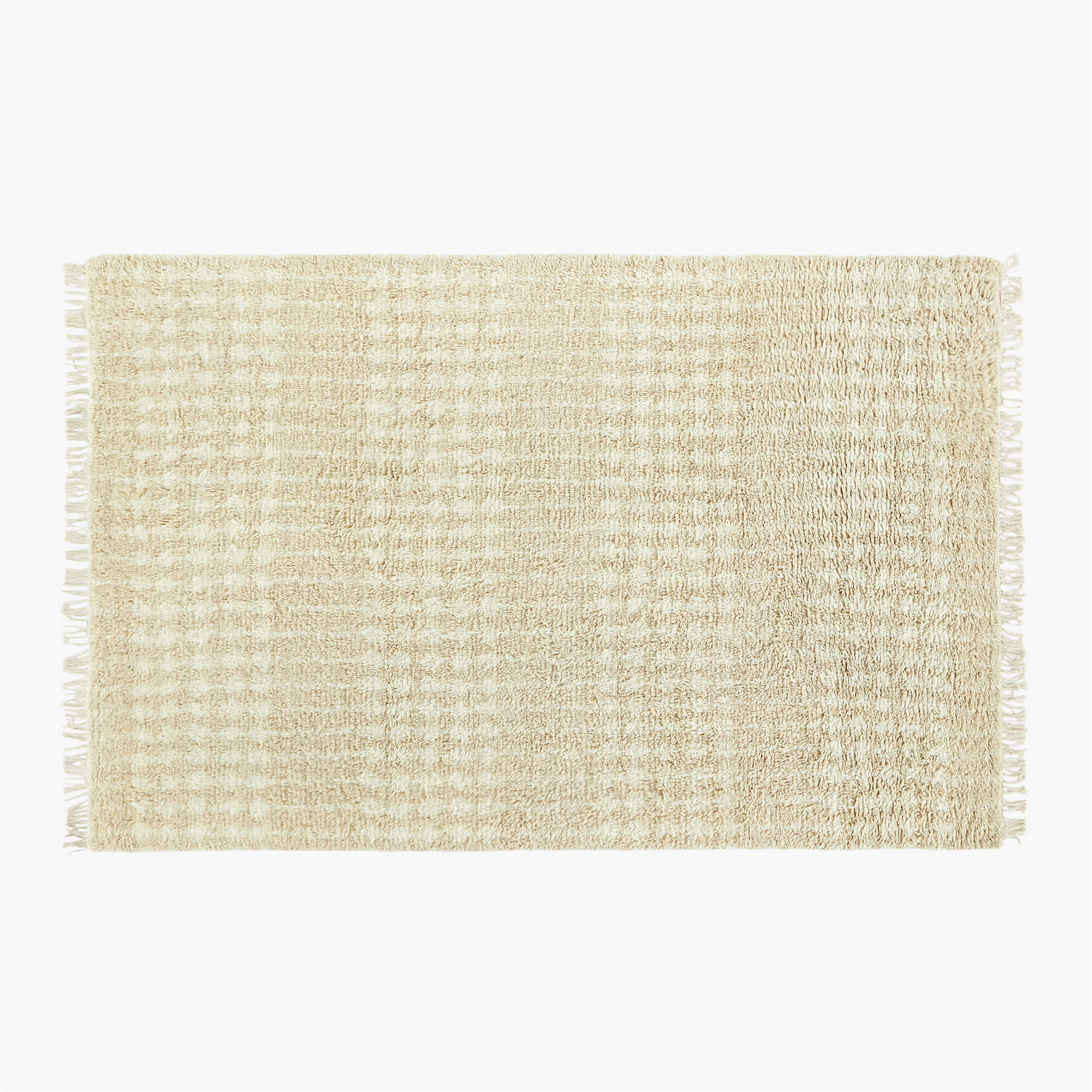 Rocco Modern Beige New Zealand Wool Handknotted Area Rug with Fringe 5