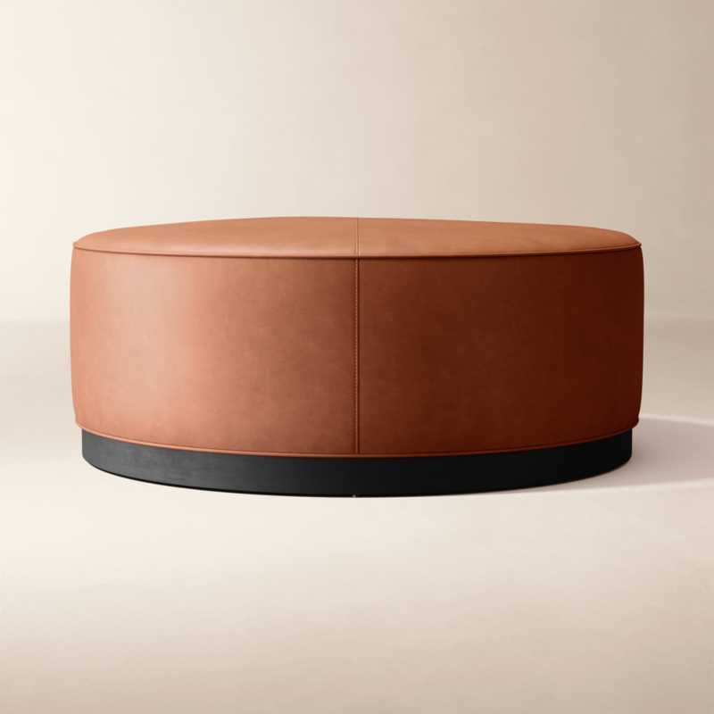 Rockwell 42.5" Round Leather Ottoman - image 0 of 2