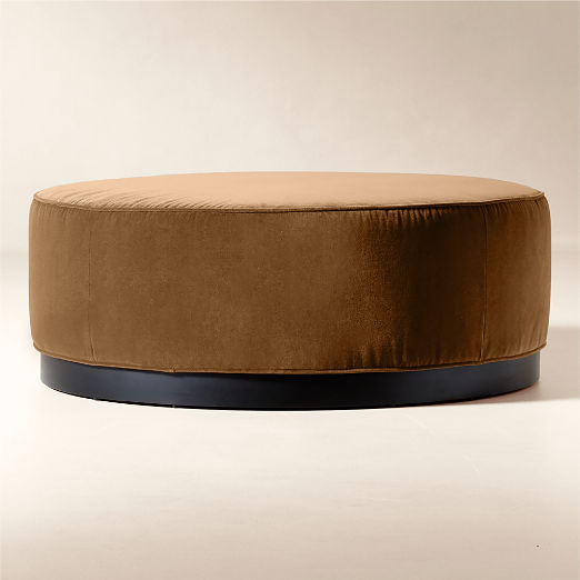 Rockwell 42.5" Round Praline Velvet Ottoman