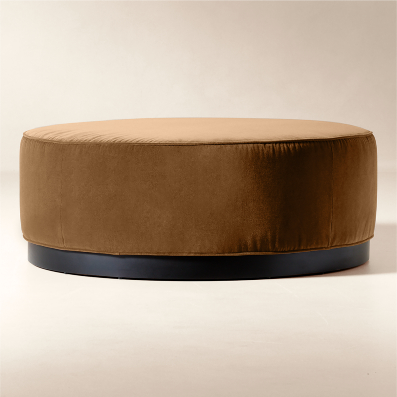 Rockwell 42.5" Round Praline Velvet Ottoman - image 0 of 4