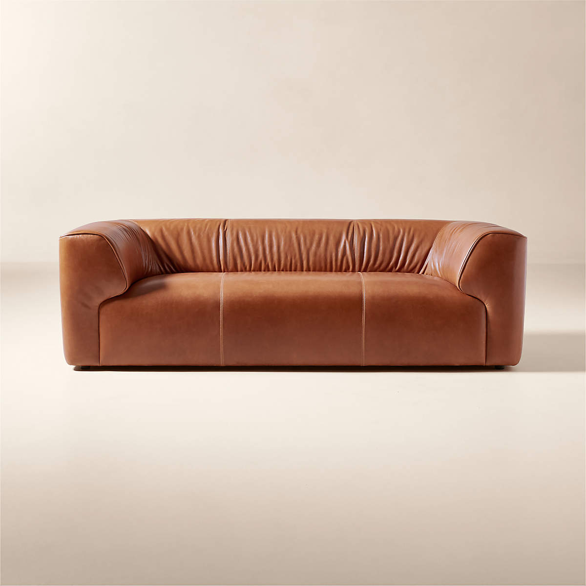 Rodez 88" Saddle Leather Apartment Sofa CB2