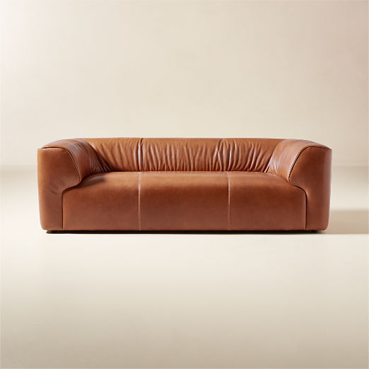 Rodez 88" Saddle Leather Apartment Sofa