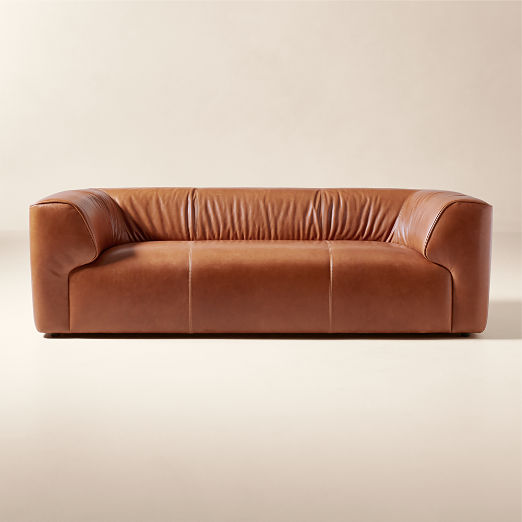 Rodez 88" Saddle Leather Apartment Sofa