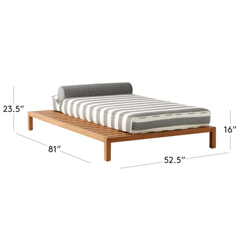 View Rollie Teak Outdoor Daybed with Striped Sunbrella® Cushion - image 3 of 14