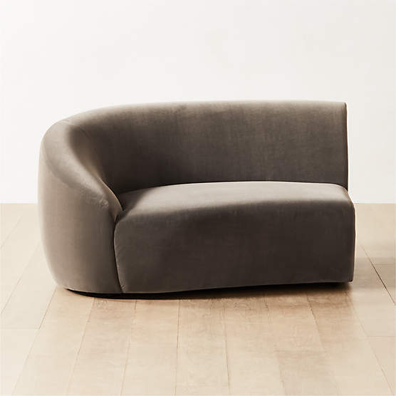 Roma Grey Performance Velvet Sofa with Left Arm by Ross Cassidy