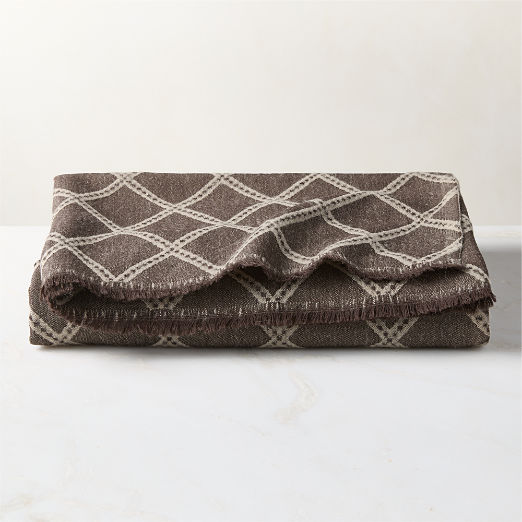 Romarin Brown Wool Throw Blanket 50"x70" by Nina Garcia