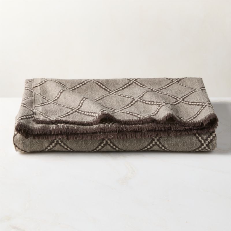 Viewing product image Romarin Taupe Wool Throw Blanket 50"x70" by Nina Garcia - image 1 of 6