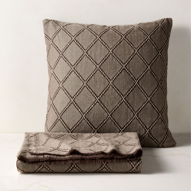 Romarin Taupe Wool Throw Pillow Cover 23"x23" by Nina Garcia - image 2 of 5
